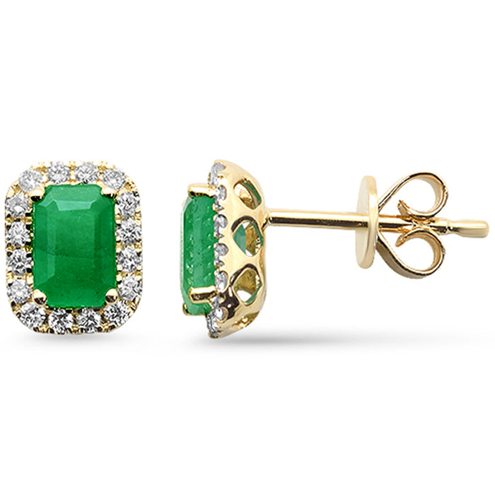 SPECIAL! 1.27ct G SI 14K Yellow Gold Diamond & Emerald Gemstone Earrings
