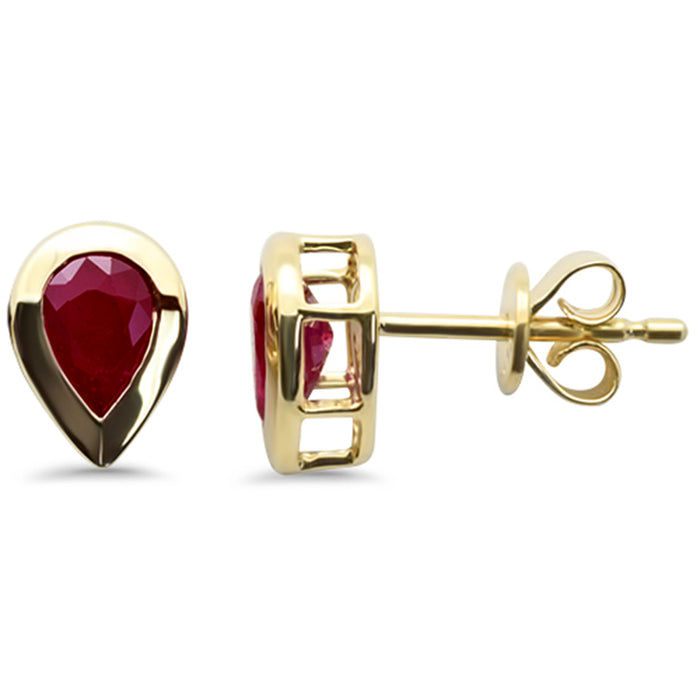 SPECIAL! .80ct G SI 14K Yellow Gold Pear Shape Ruby Gemstone Earrings
