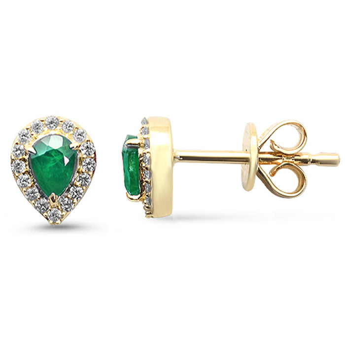 SPECIAL! .34ct G SI 14K Yellow Gold Diamond & Emerald Gemstone Earrings