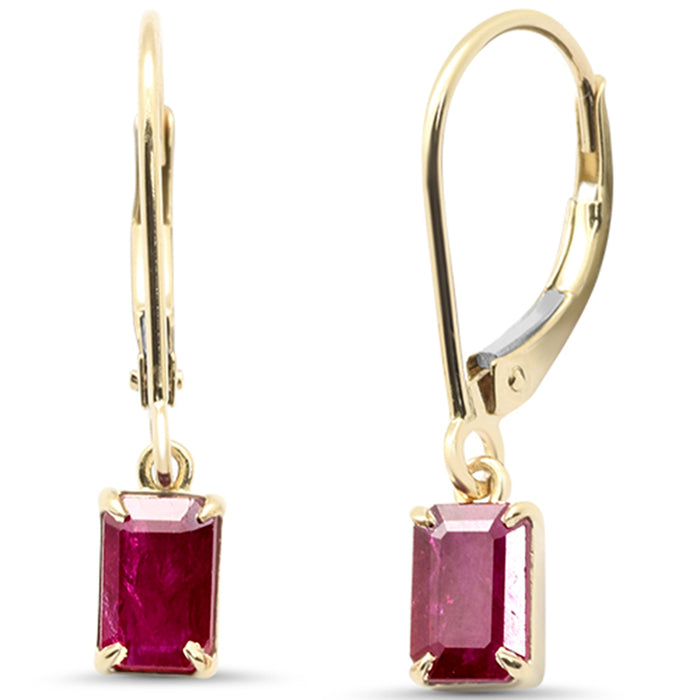 SPECIAL! 1.30ct G SI 14K Yellow Gold Ruby Gemstone Lever Back Dangling Earrings
