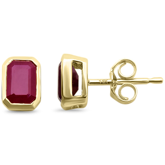 SPECIAL!1.46ct G SI 14KT Yellow Gold Ruby Gemstone Solitaire Earrings