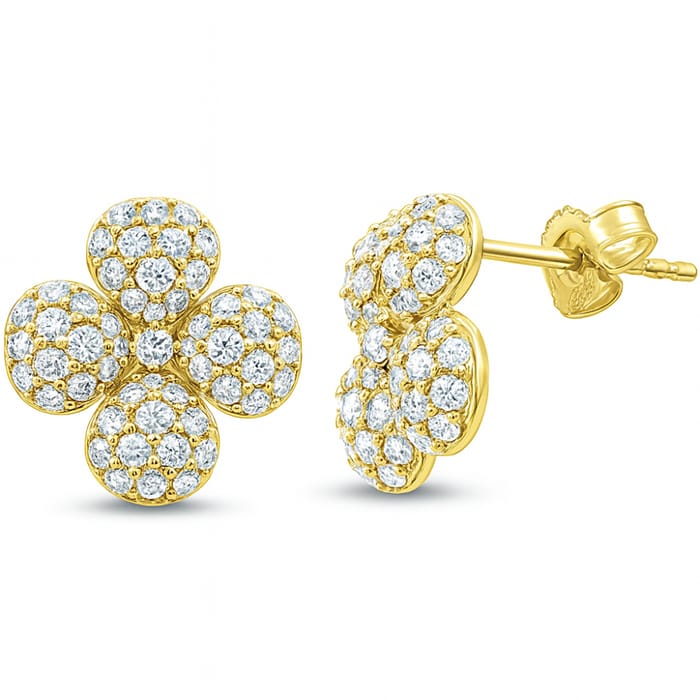SPECIAL! .96ct G SI 14K Yellow Gold Diamond Flower Earrings