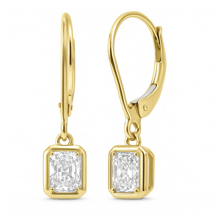 SPECIAL! .60ct G SI 14K Yellow Gold Bezel Set Diamond Solitaire Drop Earrings