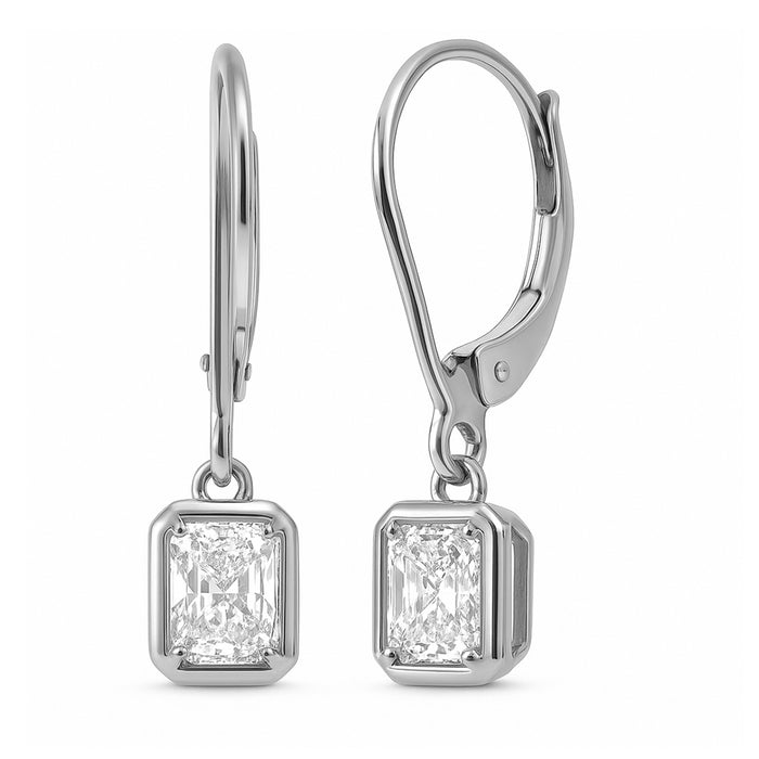 SPECIAL! .62ct G SI 14K White Gold Bezel Set Diamond Solitaire Drop Earrings