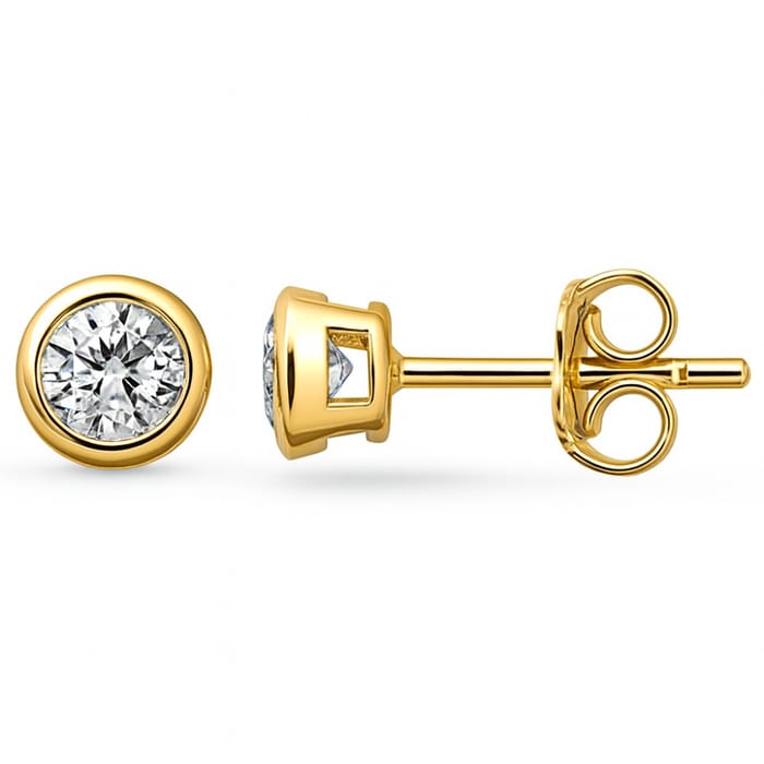 SPECIAL! .62ct G SI 14K Yellow Gold Diamond Bezel Set Solitaire Earrings