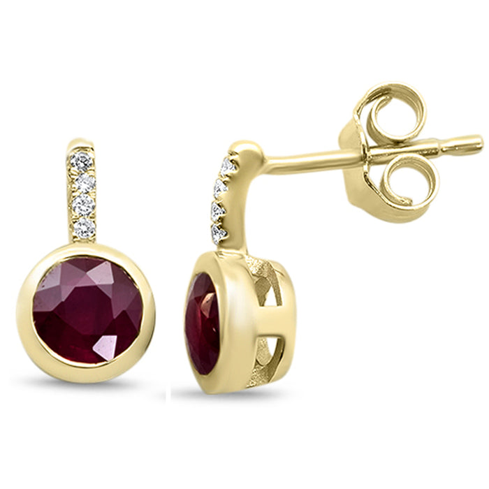 SPECIAL! 1.27ct G SI 14K Yellow Gold Diamond & Ruby Gemstone Earrings