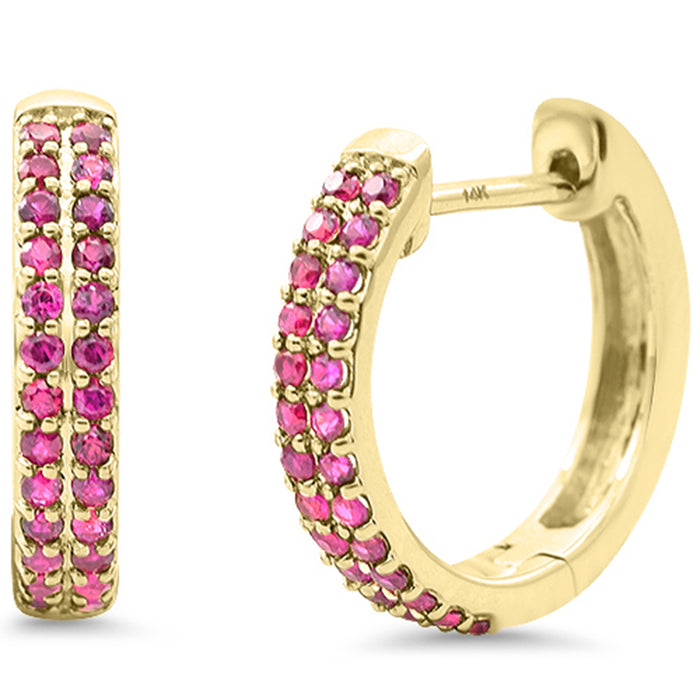SPECIAL! .41ct G SI 14K Yellow Gold Ruby Gemstone Hoop Earrings