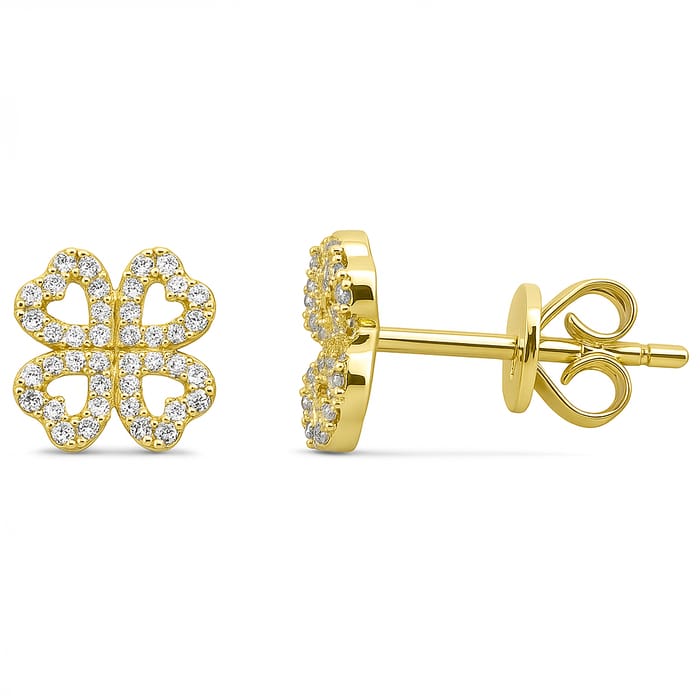 SPECIAL! .15ct G SI 14K Yellow Gold Heart Clover Diamond Earrings