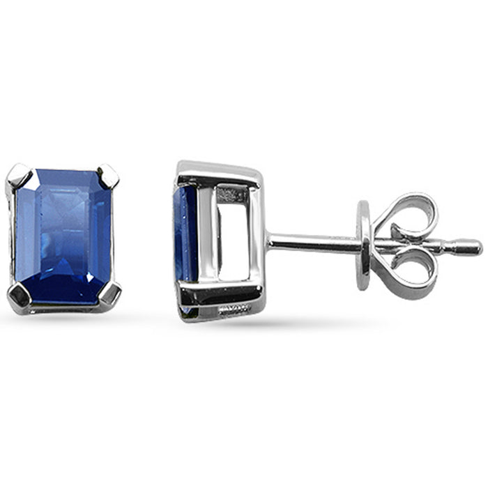 SPECIAL! 2.33ct G SI 14K White Gold Blue Sapphire Gemstone Stud Earrings