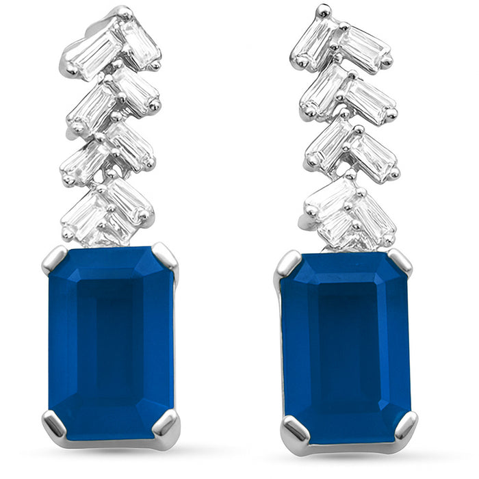 SPECIAL! 1.22ct G SI 14K White Gold Diamond & Blue Sapphire Gemstone Earrings