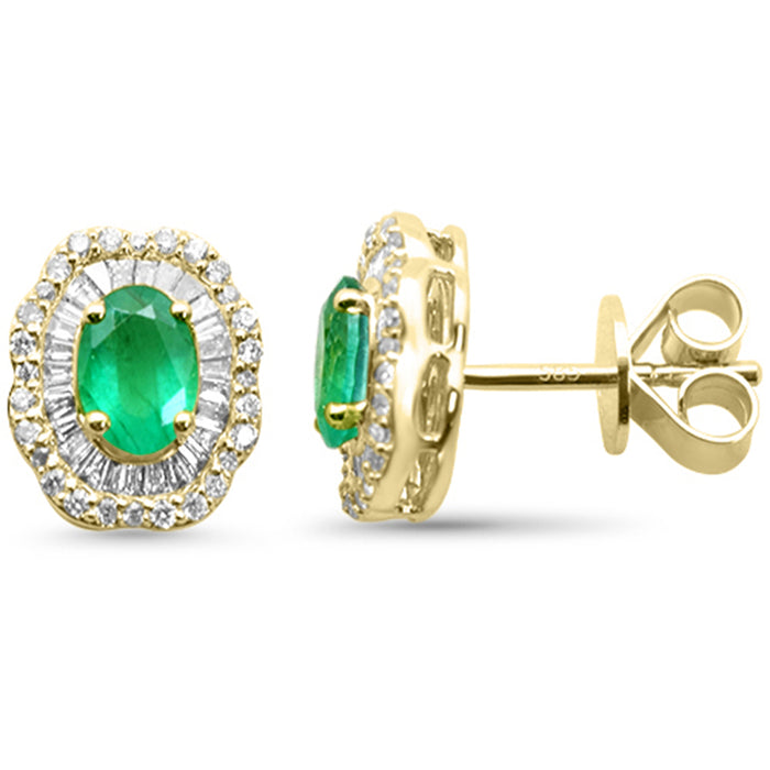 SPECIAL! 1.44ct G SI 14K Yellow Gold Diamond & Emerald Gemstone Earrings