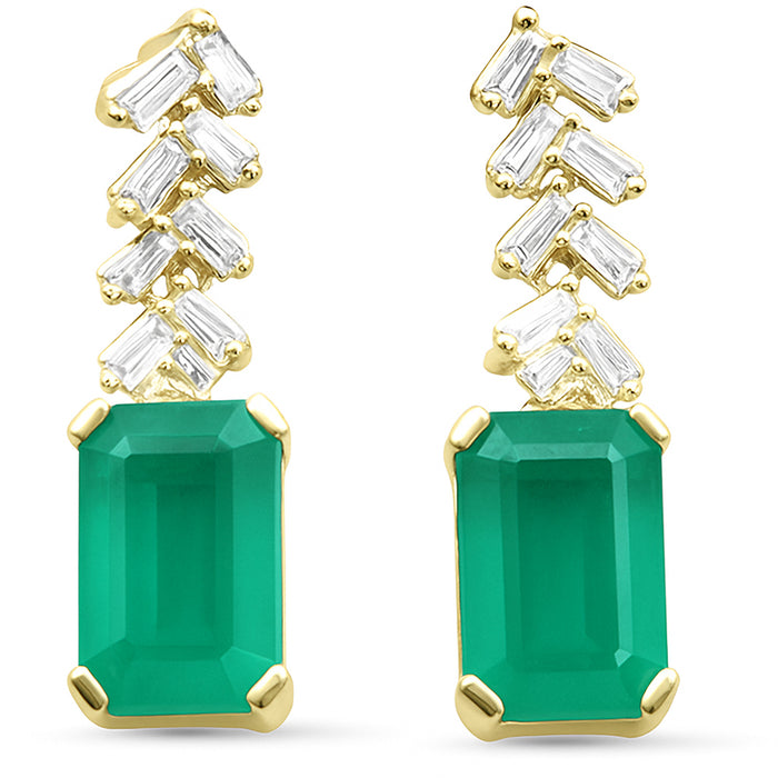 SPECIAL! 1.23ct G SI 14K Yellow Gold Diamond & Emerald Gemstone Earrings