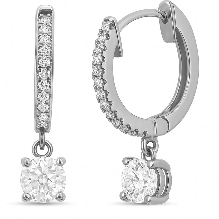 SPECIAL! .56ct G SI 14K White Gold Diamond Hoop Huggie Dangle Earrings