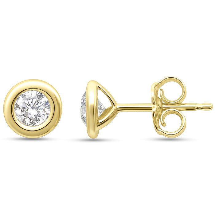 SPECIAL! .44ct G SI 14K Yellow Gold Round Diamond Bezel Set Stud Earrings