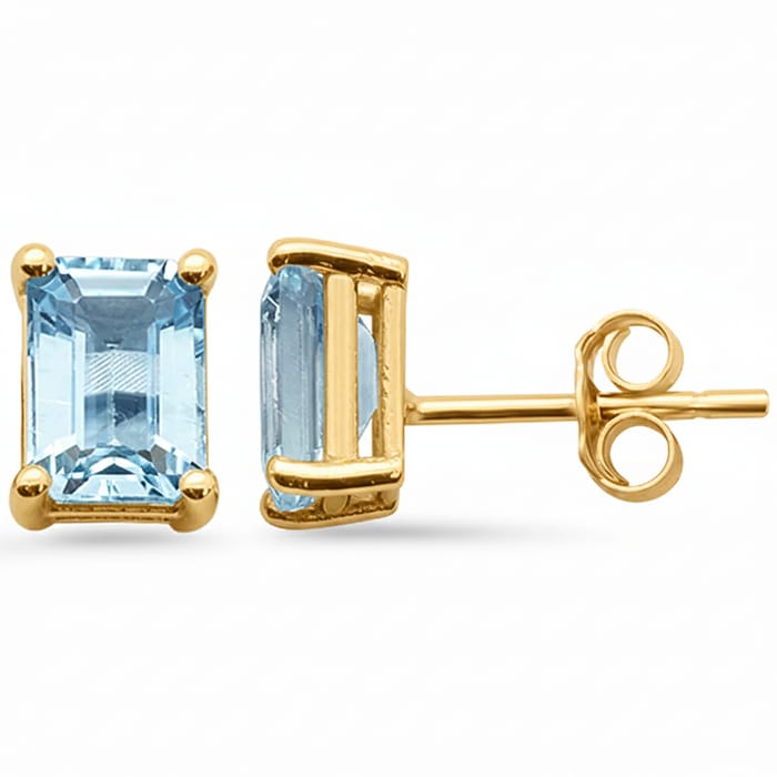 SPECIAL! 1.71ct G SI 14K Yellow Gold Aquamarine Gemstone Stud Earrings