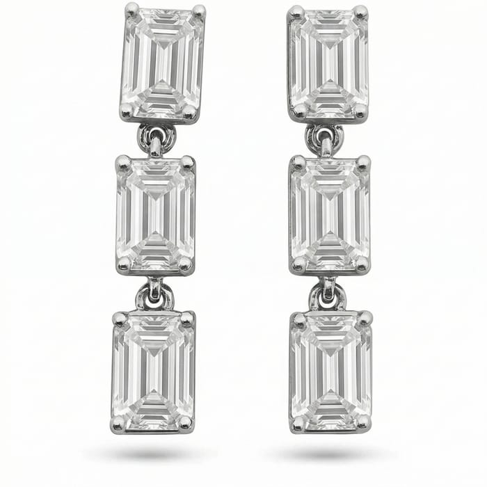 SPECIAL! 1.43ct G SI 14K White Gold Emerald Cut Diamond Drop Earrings
