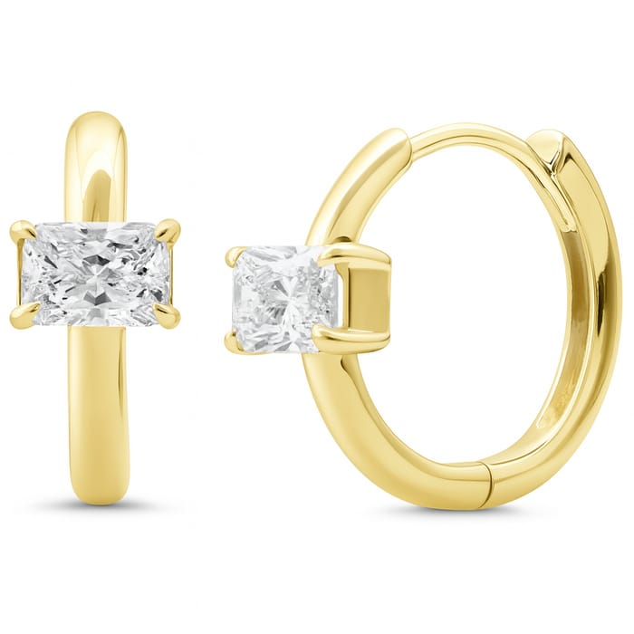 SPECIAL! .50ct G SI 14K Yellow Gold Radiant Cut Diamond Hoop Huggie Earrings