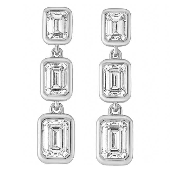 SPECIAL! .81ct G SI 14K White Gold Diamond Emerald Cut Diamond Drop Earrings
