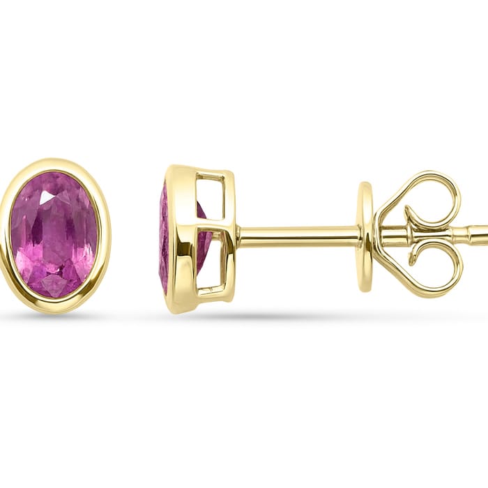 SPECIAL! 1.15ct G SI 14kt Yellow Gold Oval Pink Sapphire Gemstone Earrings