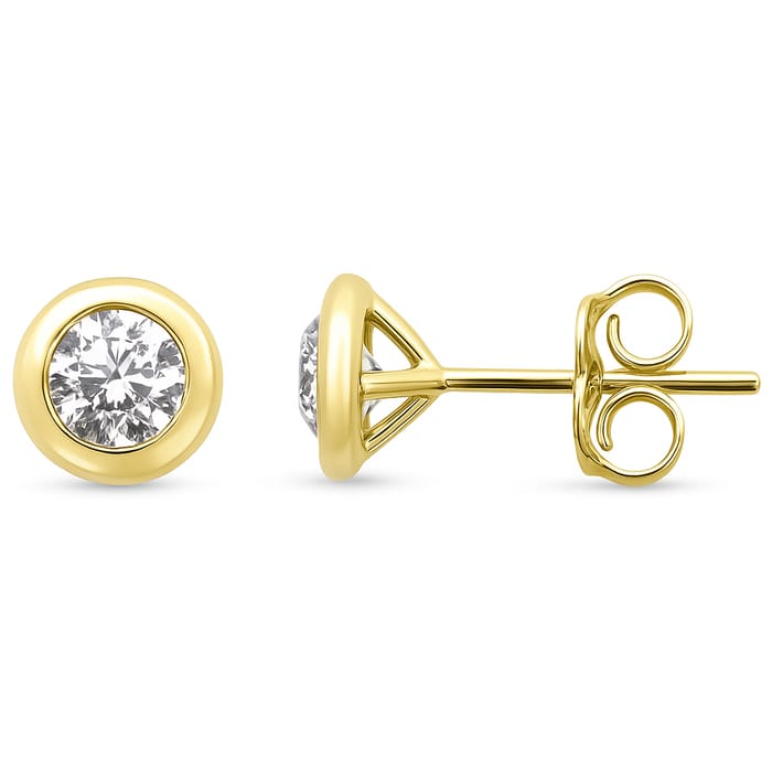 SPECIAL! .70ct G SI 14K Yellow Gold Round Diamond Bezel Set Stud Earrings