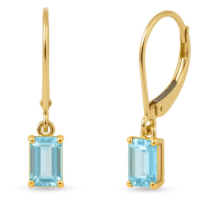 SPECIAL! 1.00ct G SI Yellow Gold Aquamarine Gemstone Dangling Earrings
