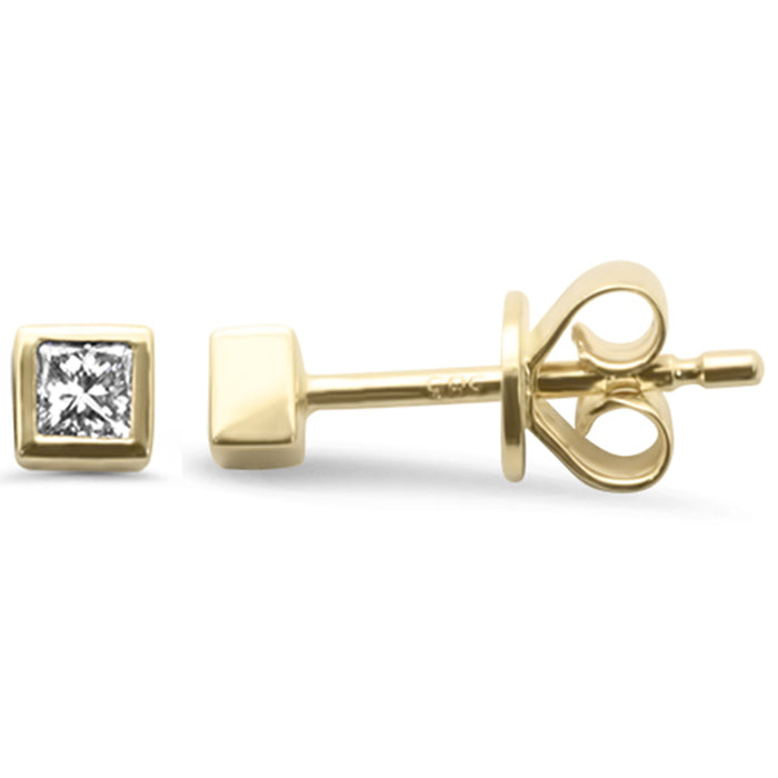 .17ct G SI 14K Yellow Gold Princess Cut Diamond Petite Earrings