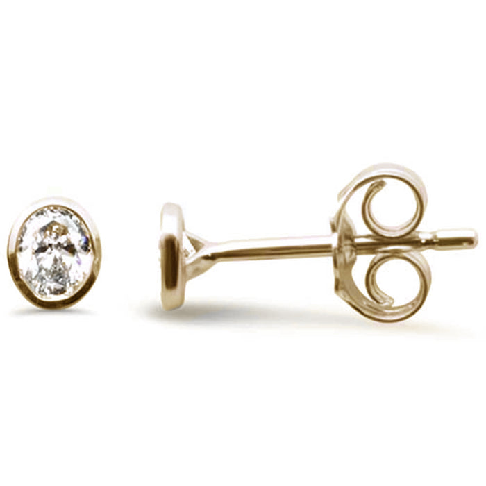 SPECIAL!.20ct G SI 14K Yellow Gold Diamond Oval Shape Petite Earrings