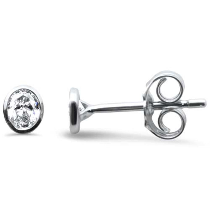 SPECIAL! .22ct G SI 14K White Gold Diamond Oval Shape Petite Earrings
