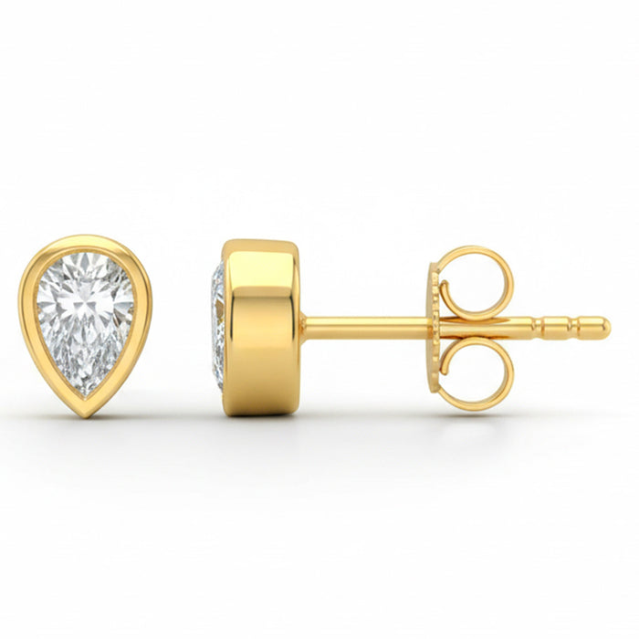 SPECIAL! .40ct G SI 14kt Yellow Gold Pear Cut Diamond Bezel Set Stud Earrings