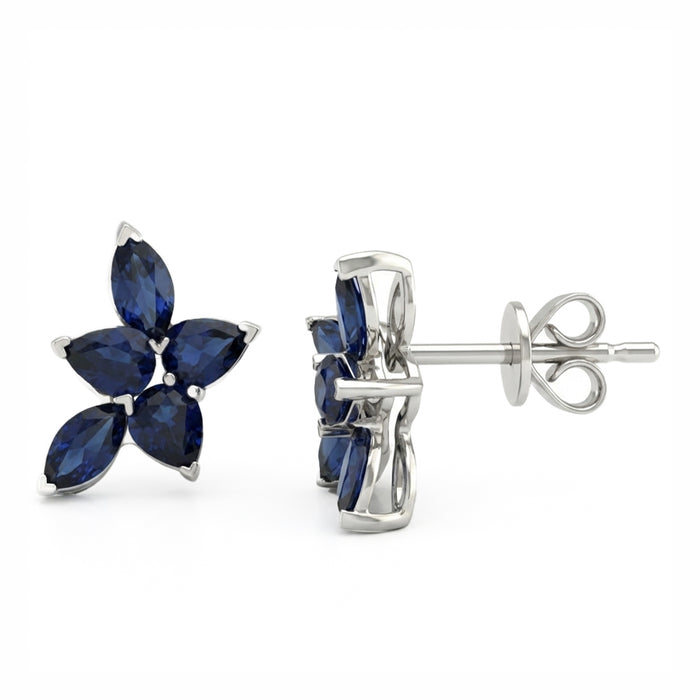 SPECIAL! 1.52ct G SI 14kt White Gold Blue Sapphire Gemstone Stud Earrings