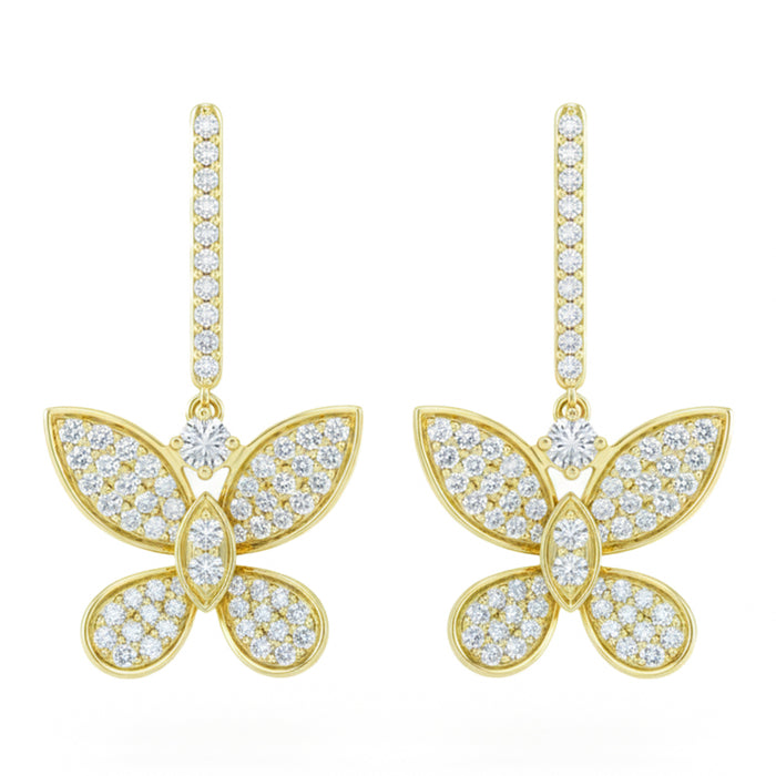 SPECIAL! .52ct G SI 14kt Yellow Gold Diamond Butterfly Drop Earrings