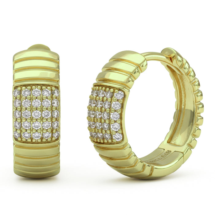 SPECIAL! .18ct G SI 14kt Yellow Gold Diamond Hoop Earrings