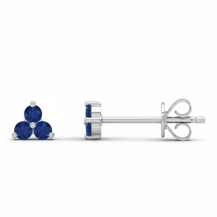 .07ct G SI 14kt White Gold Blue Sapphire Gemstone Petite Stud Earrings