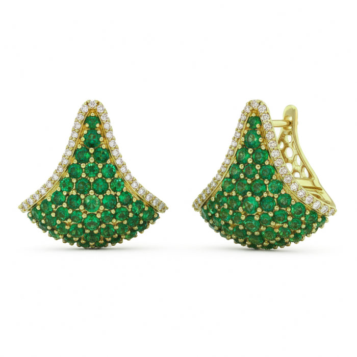 SPECIAL! 2.21ct G SI 14kt Yellow Gold Diamond & Emerald Gemstone Hoop Earrings