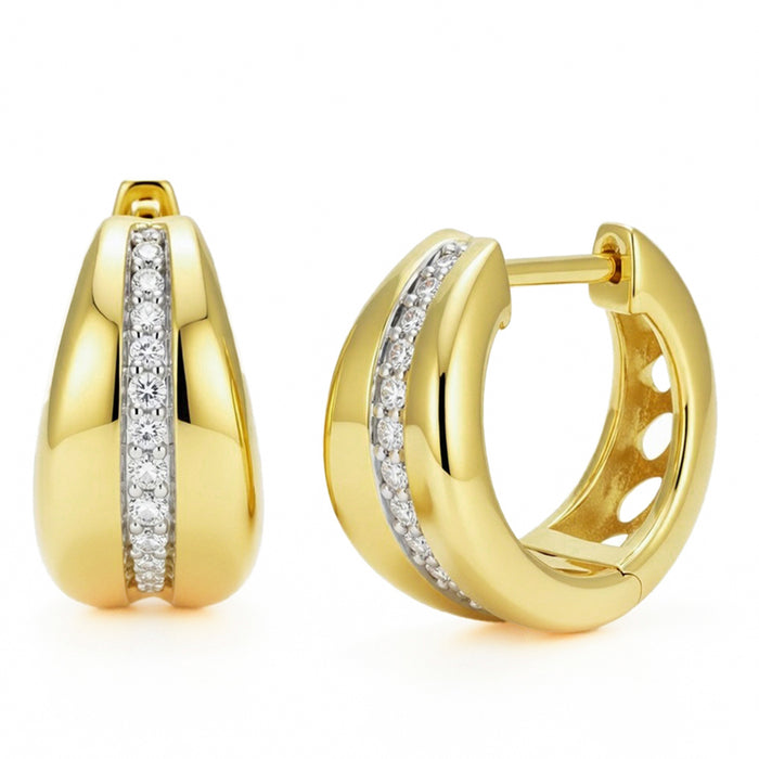 SPECIAL! .16ct G SI 14kt Yellow Gold Modern Diamond Hoop Earrings