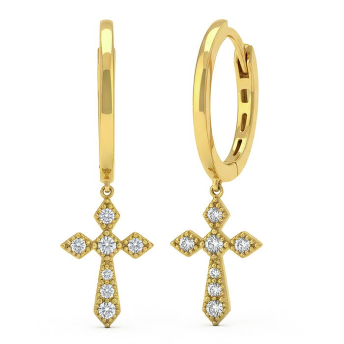 SPECIAL! .15ct G SI 14kt Yellow Gold Diamond Cross Drop Earrings