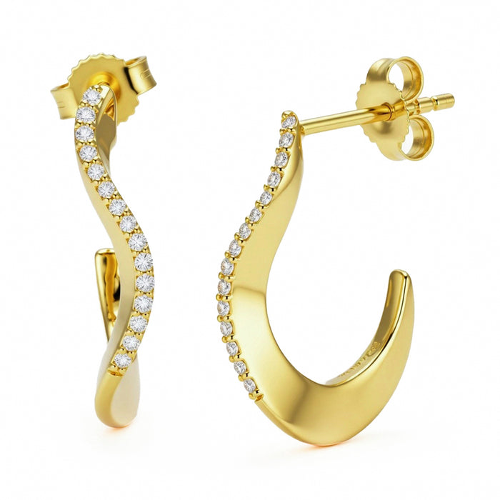 SPECIAL! .12ct G SI 14kt Yellow Gold Diamond J Hoop Earrings