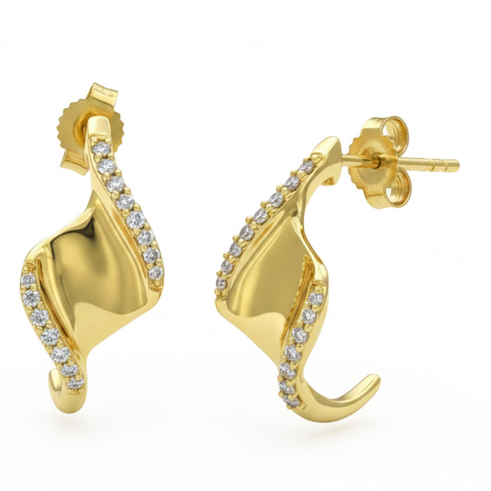 SPECIAL! .19ct G SI 14kt Yellow Gold Diamond J Hoop Earrings