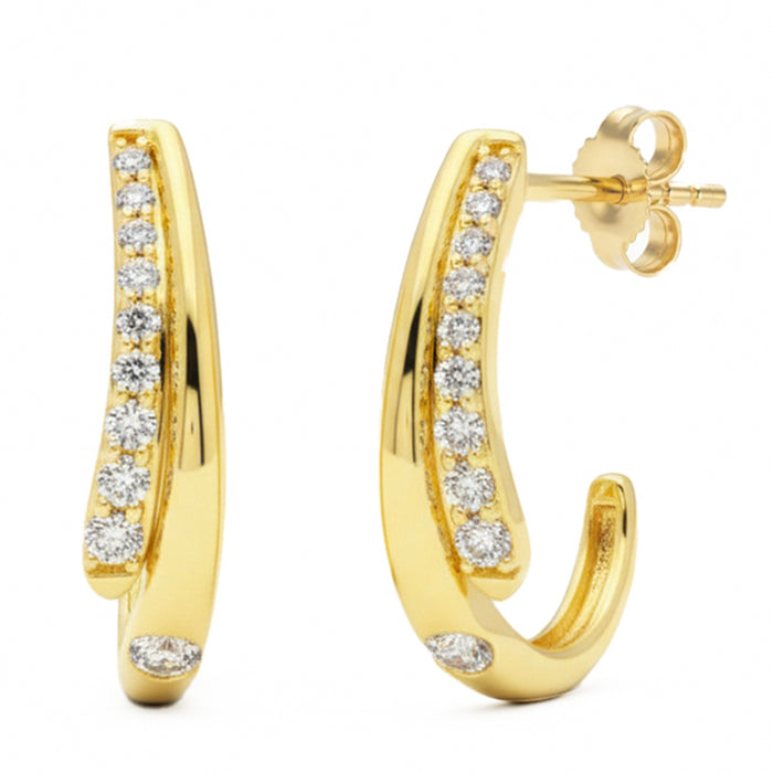 SPECIAL! .24ct G SI 14kt Yellow Gold Modern Diamond J Hoop Earrings