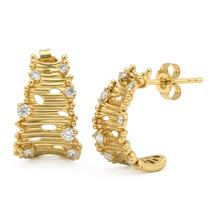 SPECIAL! .38ct G SI 14kt Yellow Gold Diamond Modern Art Deco Hoop Earrings