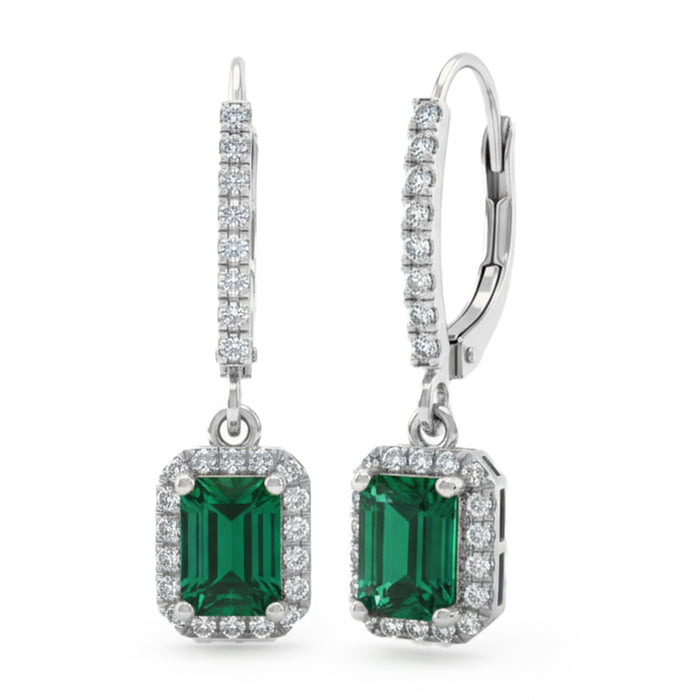 SPECIAL! 1.35ct G SI 14kt White Gold Diamond & Emerald Gemstone Earrings