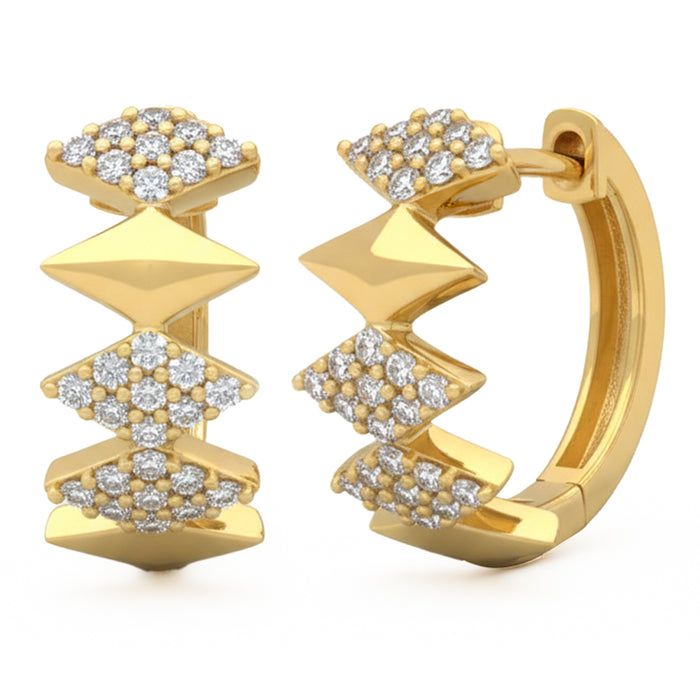 SPECIAL! .36ct G SI 14kt Yellow Gold Diamond Modern Geometric Shape Hoop Earrings