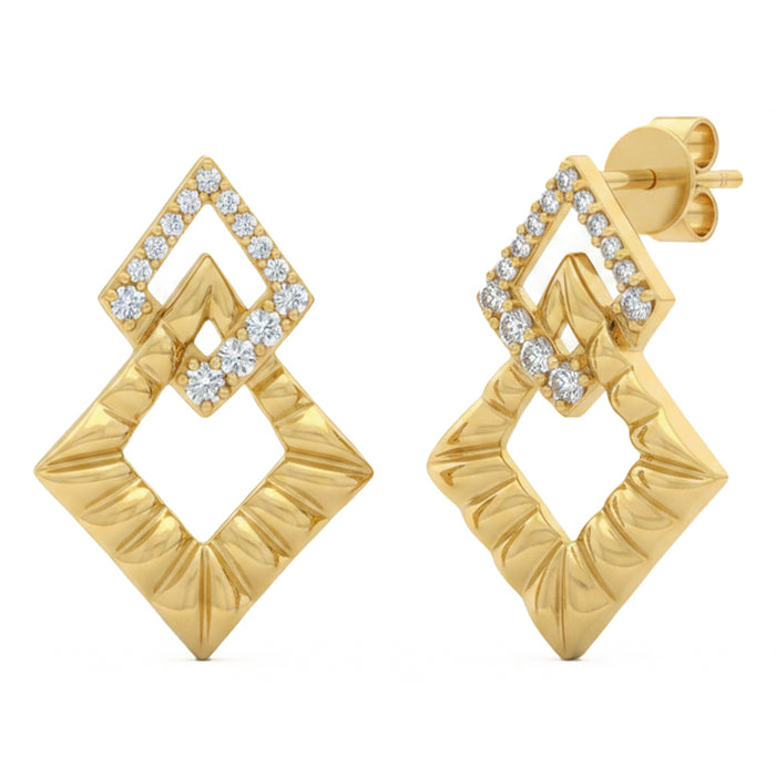 SPECIAL! .20ct G SI 14kt Yellow Gold Modern Geometric Shape Diamond Earrings