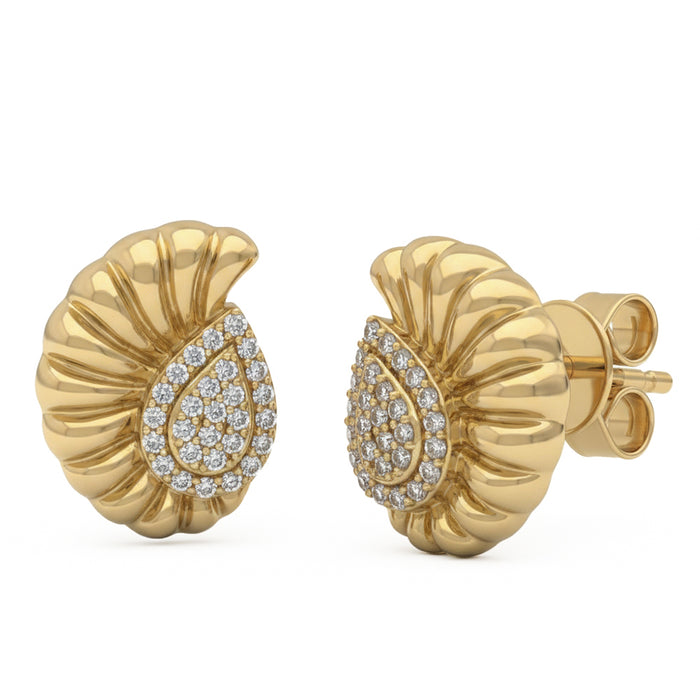 SPECIAL! .20ct G SI 14kt Yellow Gold Modern Shell Shape Diamond Earrings