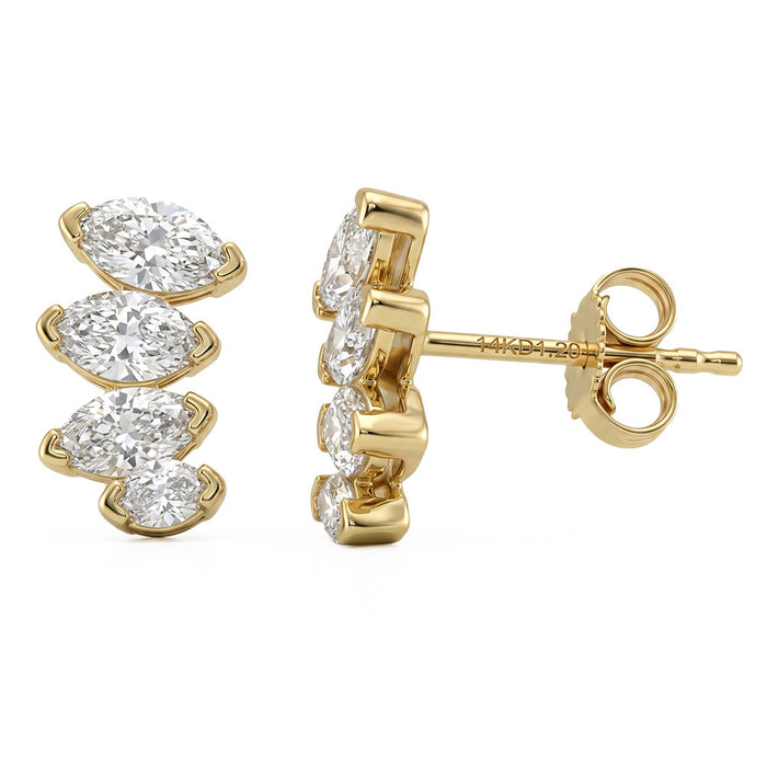 SPECIAL! 1.20ct G SI 14kt Yellow Gold Diamond Modern Ear Crawler Studs