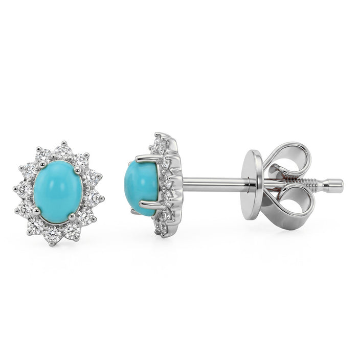 .40ct G SI 14kt White Gold Diamond & Turquoise Gemstone Stud Earrings