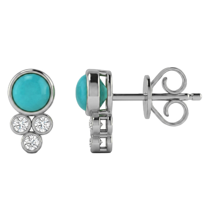 .36ct G SI 14kt White Gold Diamond & Turquoise Gemstone Stud Earrings