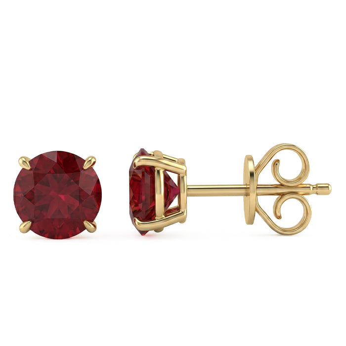 SPECIAL! 2.28ct G SI 14kt Yellow Gold Round Ruby Gemstone Stud Earrings
