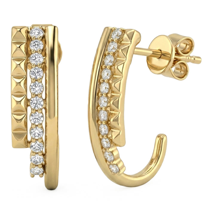 SPECIAL! .27ct G SI 14kt Yellow Gold Diamond Modern J Hoop Earrings