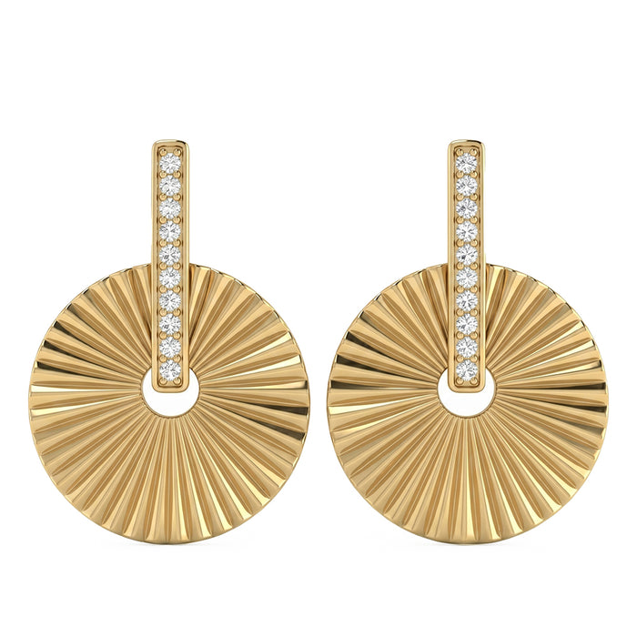 SPECIAL! .06ct G SI 14kt Yellow Gold Diamond Disc Drop Earrings